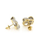 14Kt Yellow Gold and Diamond Knot Stud Earrings 1.35Ct